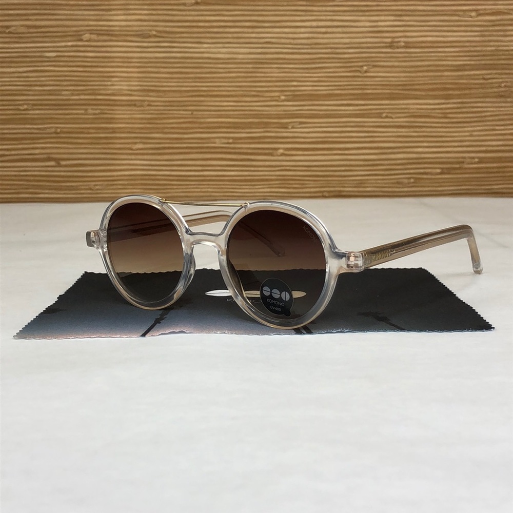 KOMONO Vivien Clear Sunglasses NEW Round Gold UV400 - Picture 9 of 12